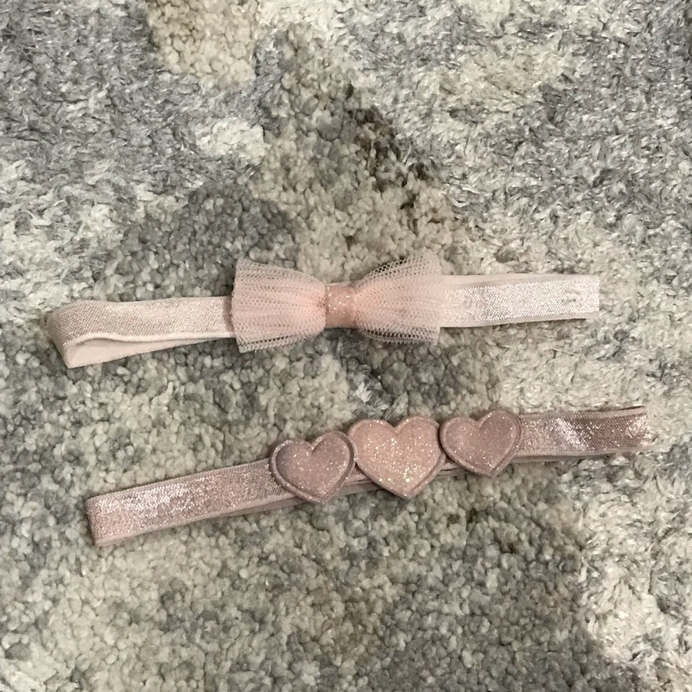 2 infant headbands soft pink